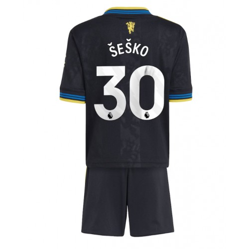 Stroje piłkarskie Manchester United Benjamin Sesko #30 Koszulka Trzeciej dla dzieci 2025-26 Krótki Rękaw (+ szorty)
